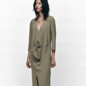 👗Zara Knotted Dress NWT - Green L